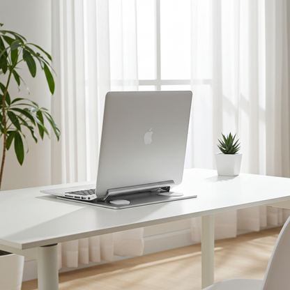 Laptop Stand, Adjustable Multi-Angle Laptop Holder, Compatible for Laptops up to 17 Inches, Sturdy Aluminum & Silicone, Silver