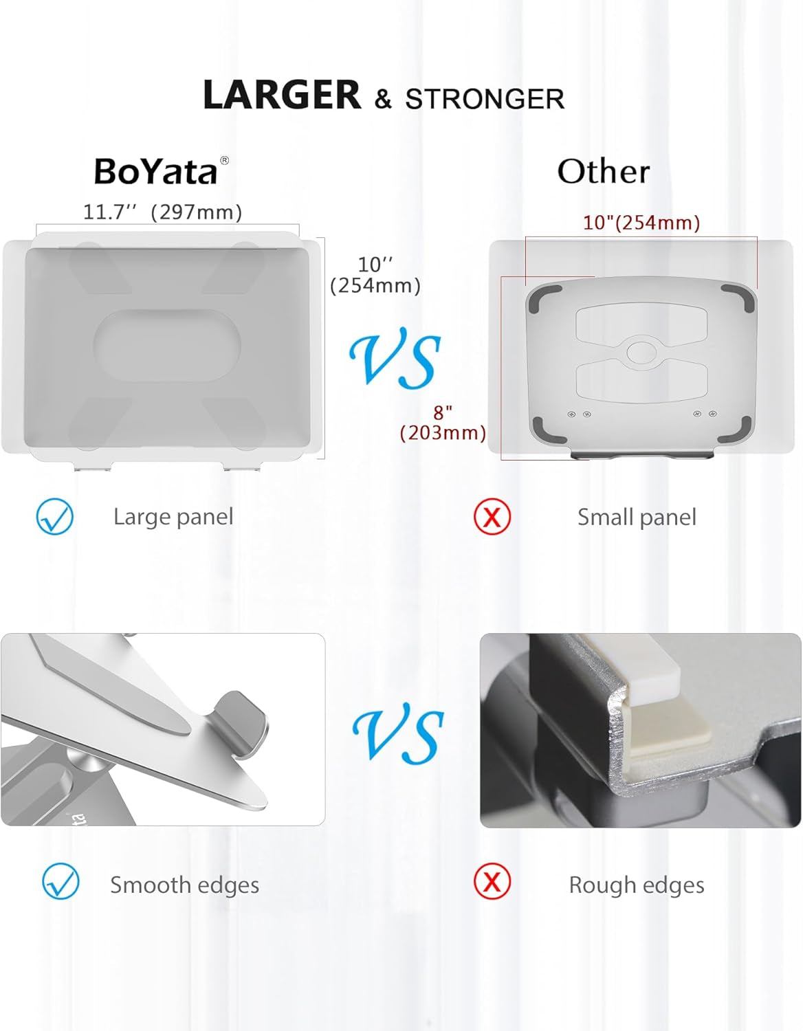 Laptop Stand, Adjustable Multi-Angle Laptop Holder, Compatible for Laptops up to 17 Inches, Sturdy Aluminum & Silicone, Silver