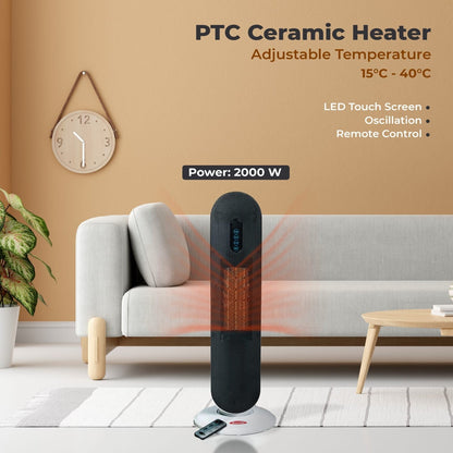 Oscillating Digital Tower PTC Ceramic Heater Portable Space Heater 2000W